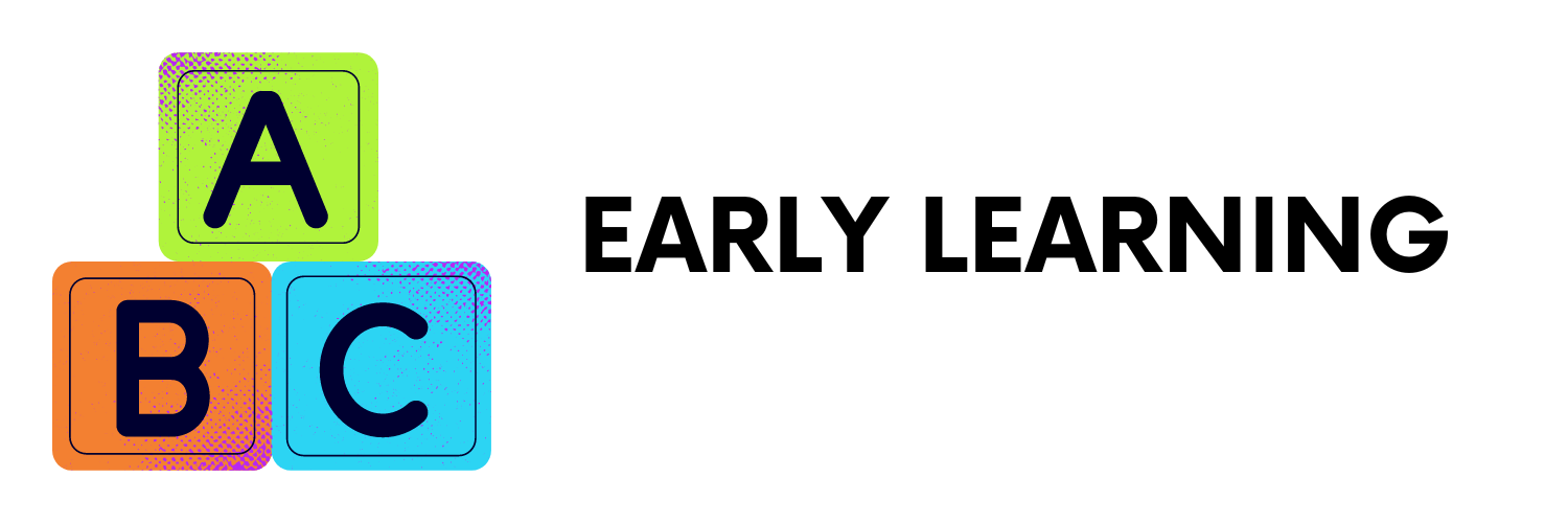 Graphic that reads "Early learning" with abc color blocks